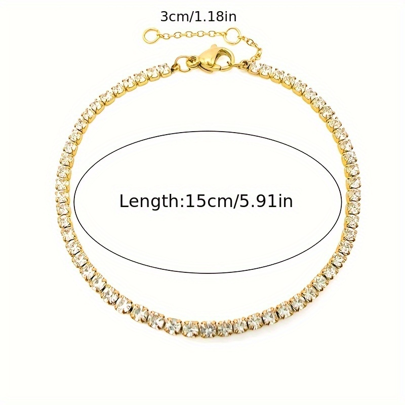 Adjustable Crystal Bracelet Golden Tone Chain Sparkling Clear Crystals